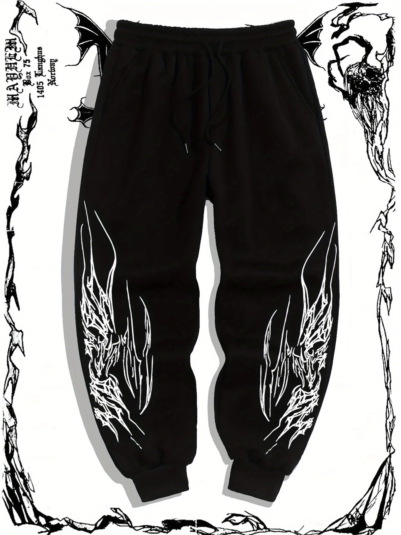 Gothic Print Fleece Joggers