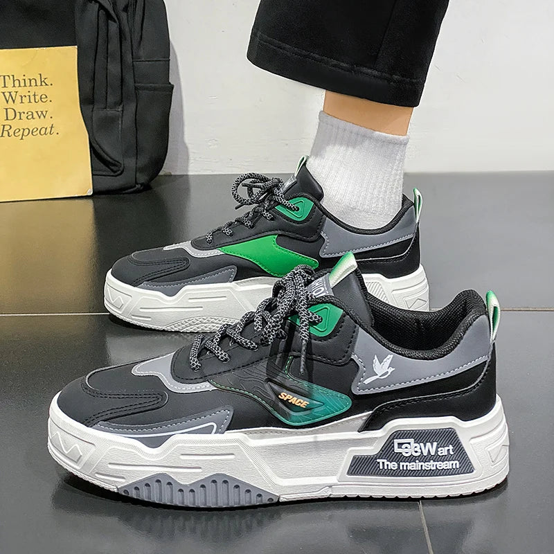 Herren-Freizeitsportschuhe Herbst 2024, lässige Herren-Sneaker aus Leder, flache Trend-Laufschuhe, Skaterschuhe für Herren, geeignet für Outdoor-Sport