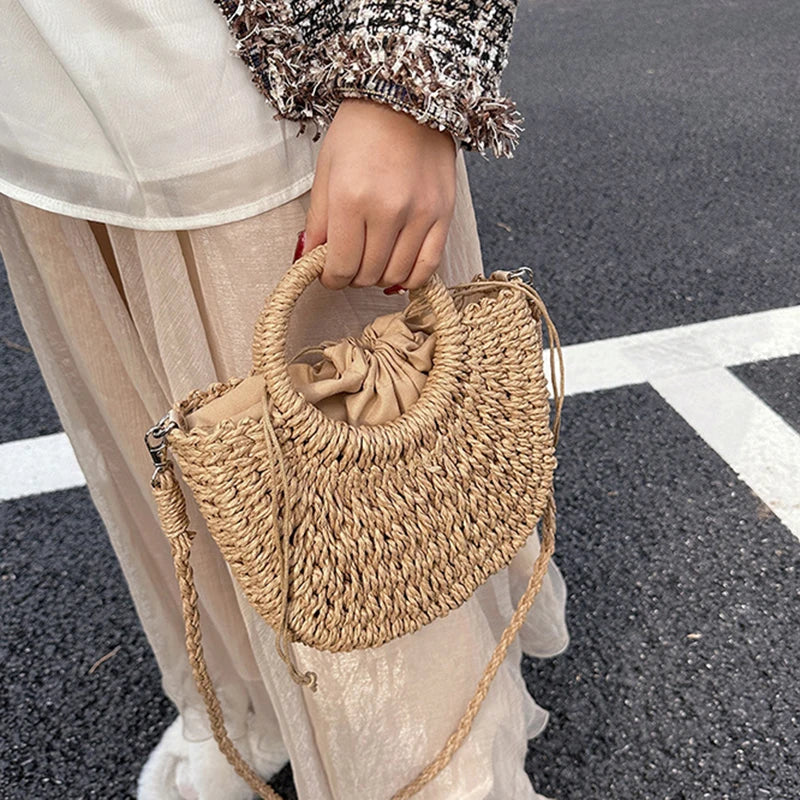 The Riviera Half-Moon Woven Crossbody