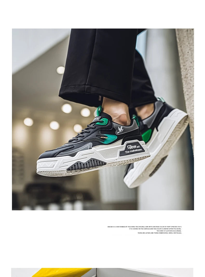Herren-Freizeitsportschuhe Herbst 2024, lässige Herren-Sneaker aus Leder, flache Trend-Laufschuhe, Skaterschuhe für Herren, geeignet für Outdoor-Sport