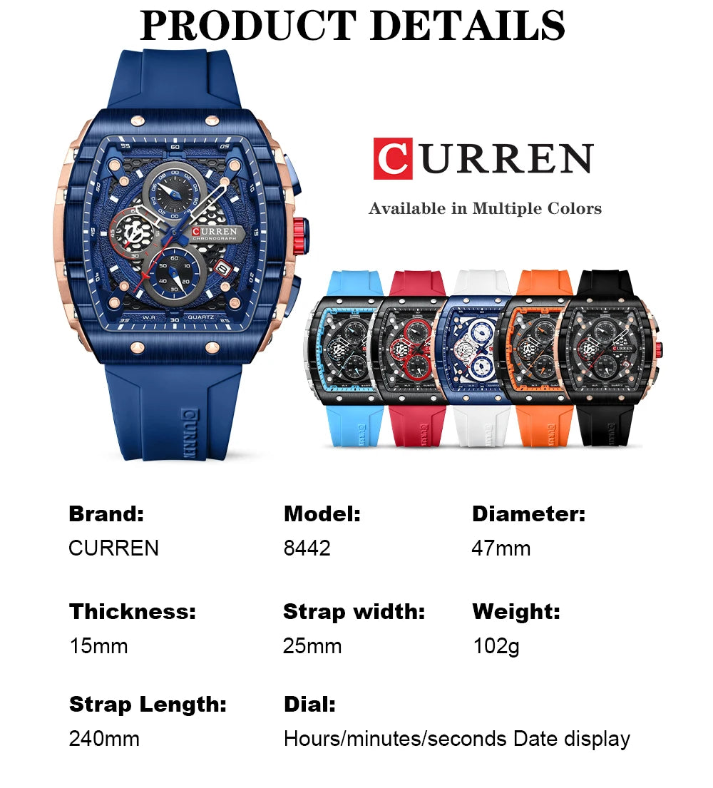 CURREN Square Chronograph Men’s Watch