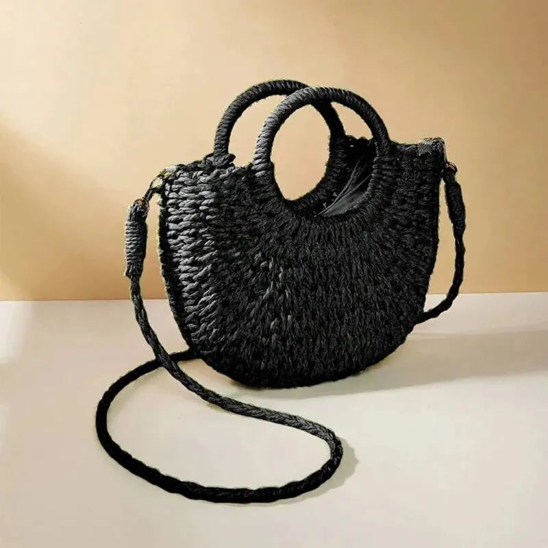 The Riviera Half-Moon Woven Crossbody
