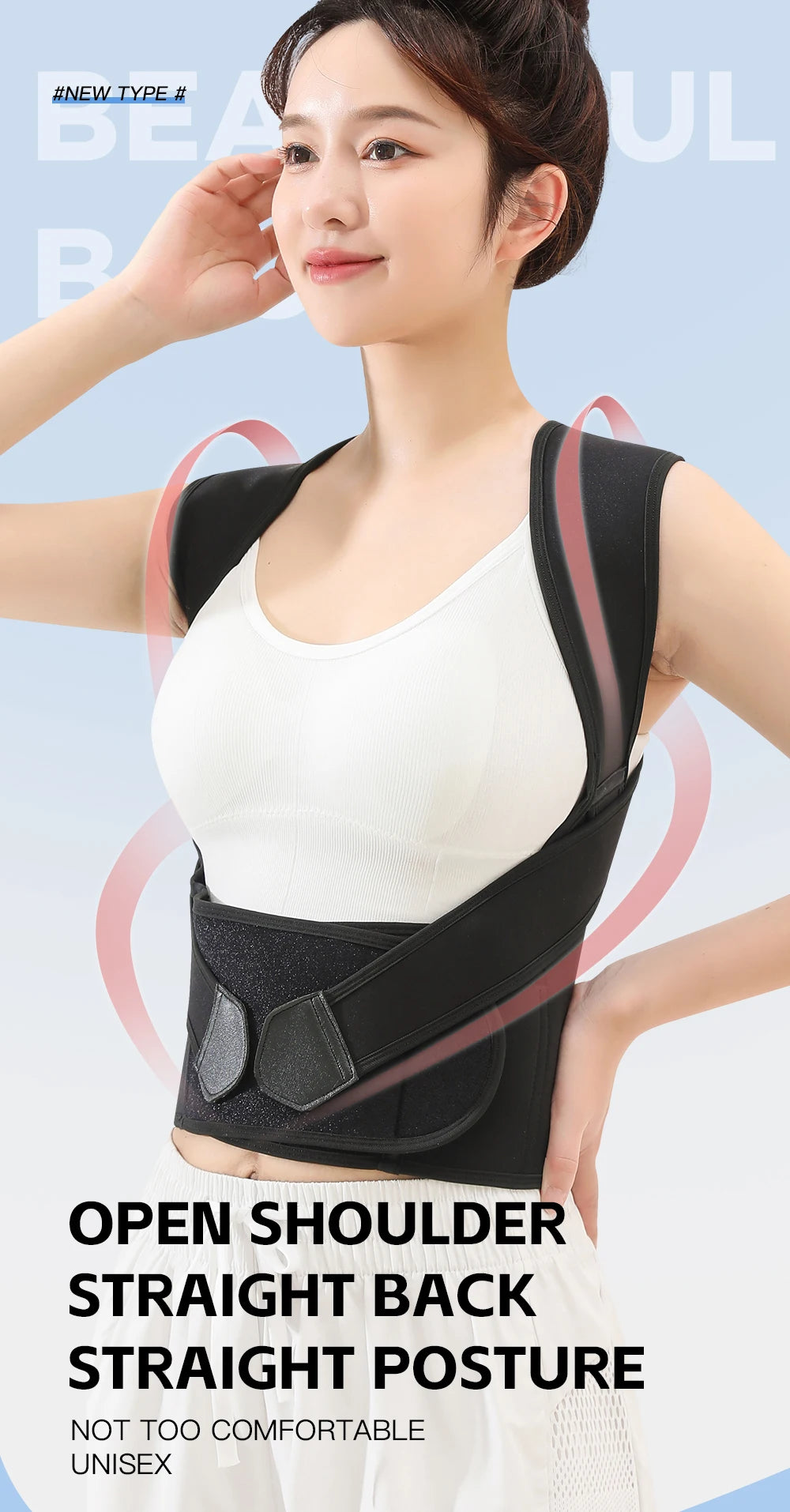 Back Pain Relief Posture Corrector – Adjustable Full Back Support