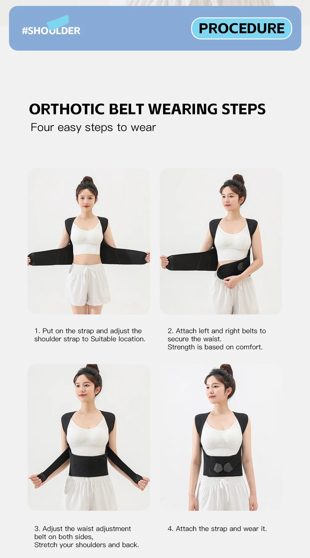 Back Pain Relief Posture Corrector – Adjustable Full Back Support