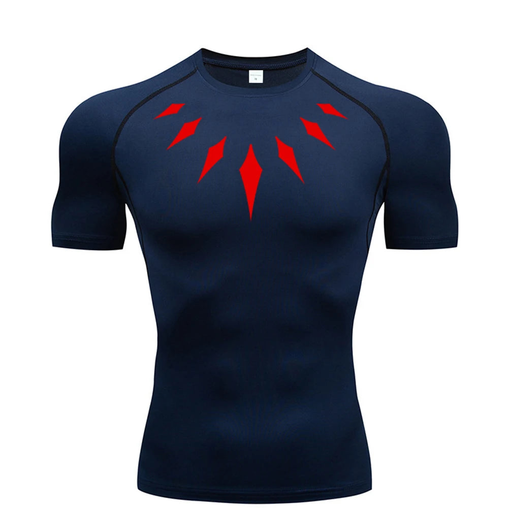Men's Compression Shirt Anime Print Gym Sport Quick Dry Gym TShirts Fitness Athletic Undershirts Elasticity Tops Tee Summer Male