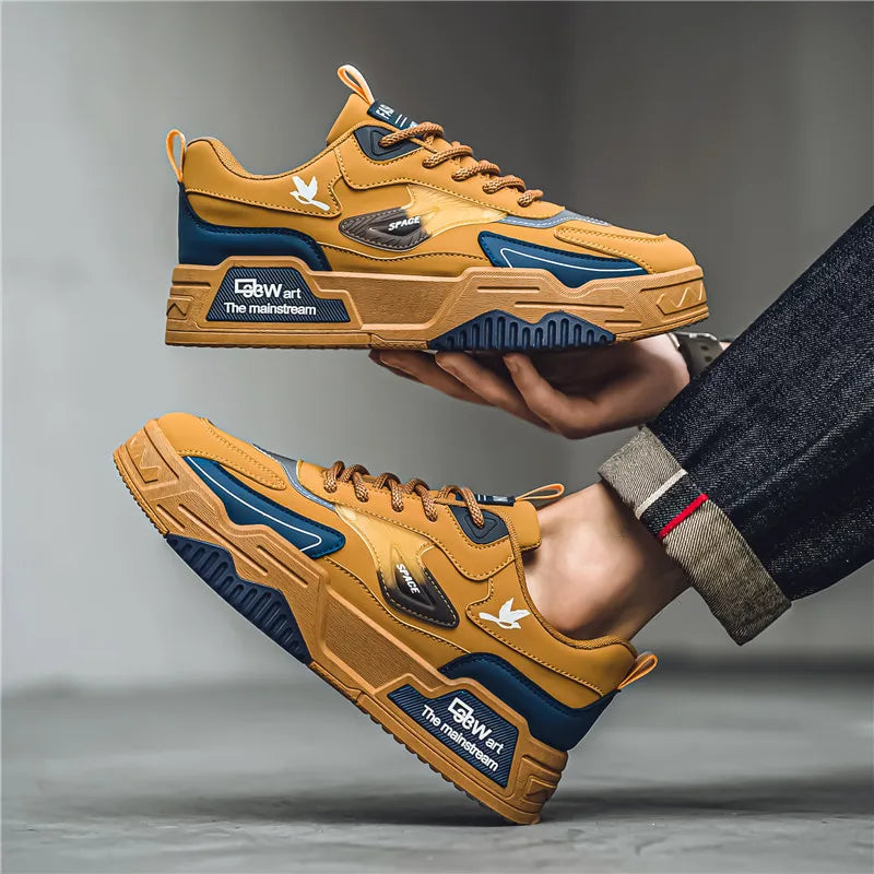 Herren-Freizeitsportschuhe Herbst 2024, lässige Herren-Sneaker aus Leder, flache Trend-Laufschuhe, Skaterschuhe für Herren, geeignet für Outdoor-Sport