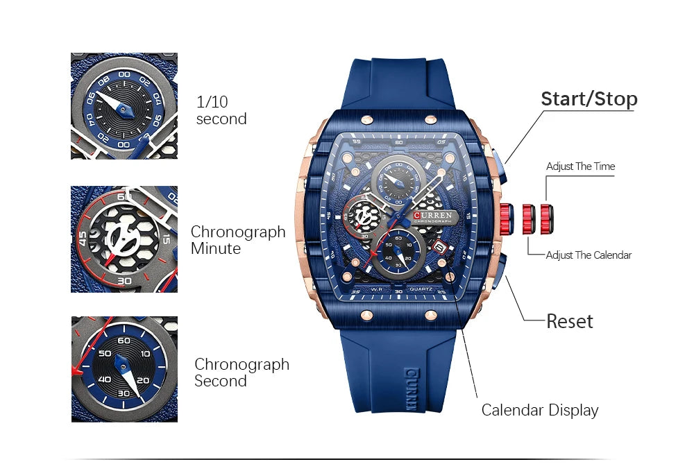 CURREN Square Chronograph Men’s Watch