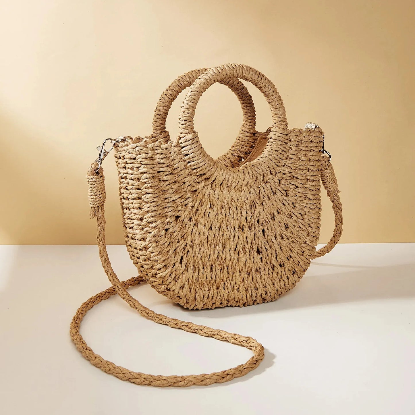 The Riviera Half-Moon Woven Crossbody