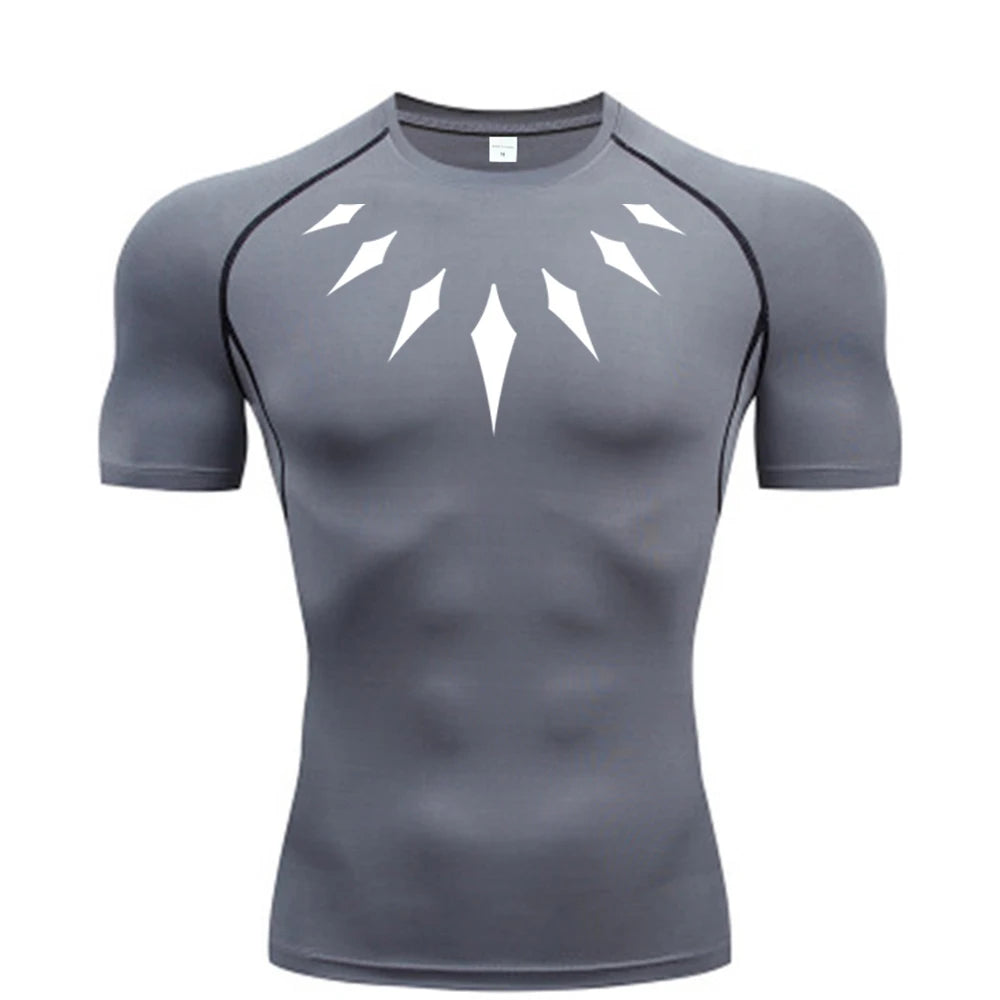 Men's Compression Shirt Anime Print Gym Sport Quick Dry Gym TShirts Fitness Athletic Undershirts Elasticity Tops Tee Summer Male