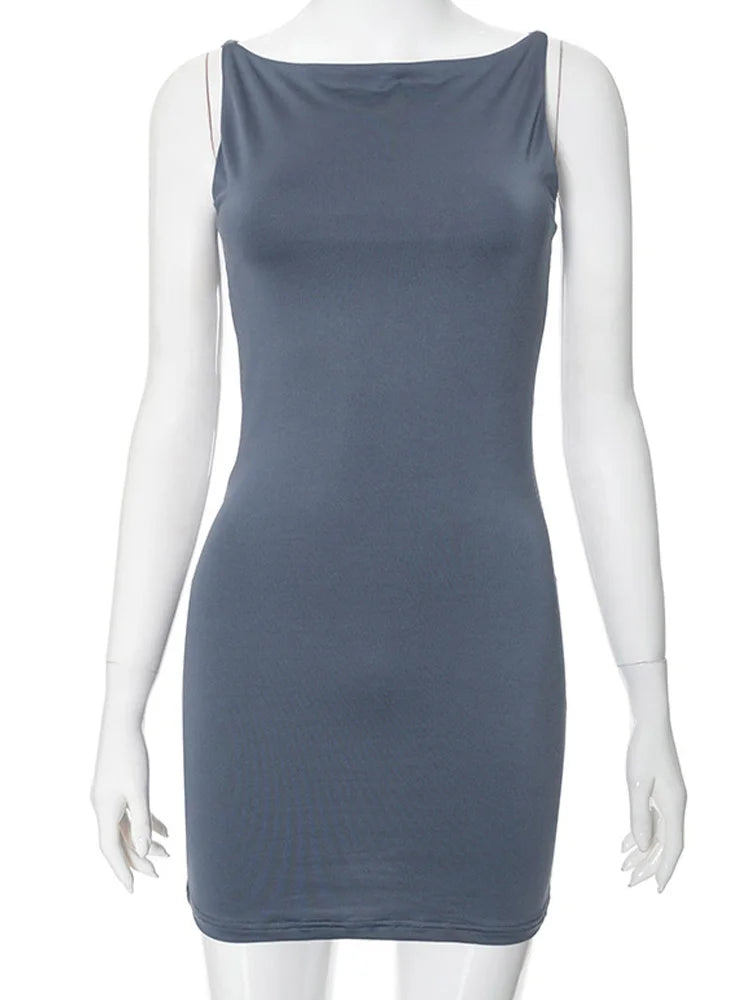 Slate Elegance Mini Dress