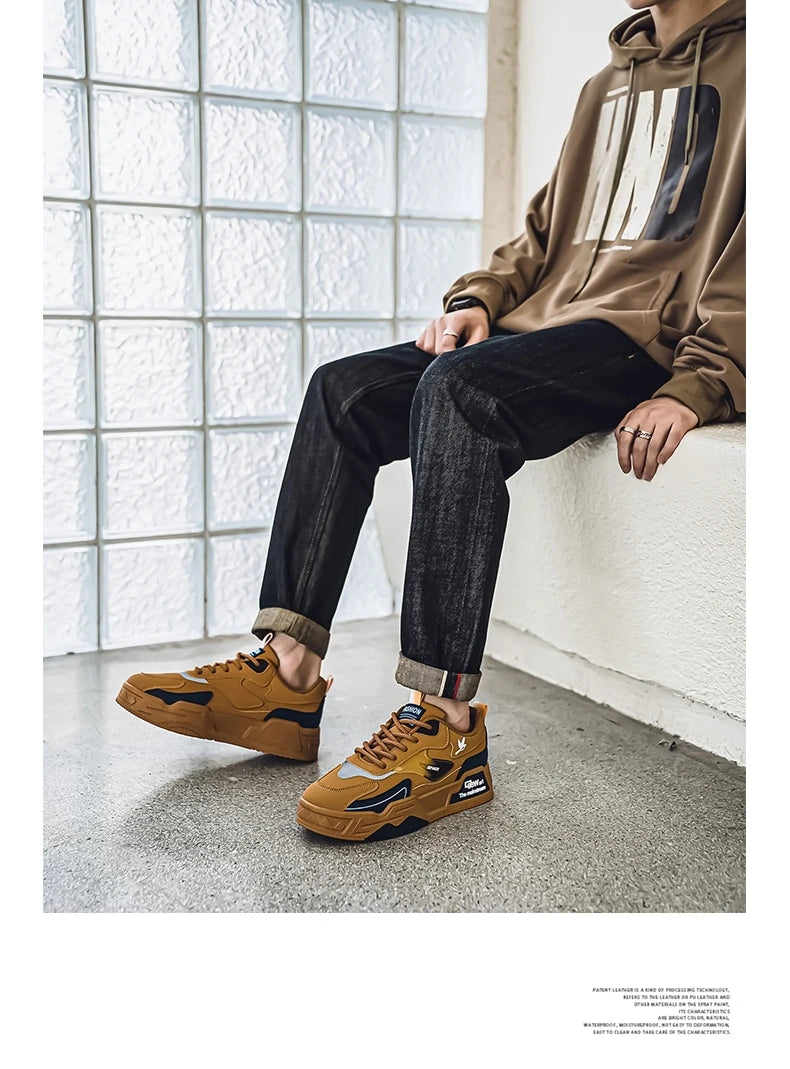 Herren-Freizeitsportschuhe Herbst 2024, lässige Herren-Sneaker aus Leder, flache Trend-Laufschuhe, Skaterschuhe für Herren, geeignet für Outdoor-Sport