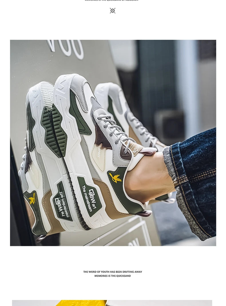 Herren-Freizeitsportschuhe Herbst 2024, lässige Herren-Sneaker aus Leder, flache Trend-Laufschuhe, Skaterschuhe für Herren, geeignet für Outdoor-Sport