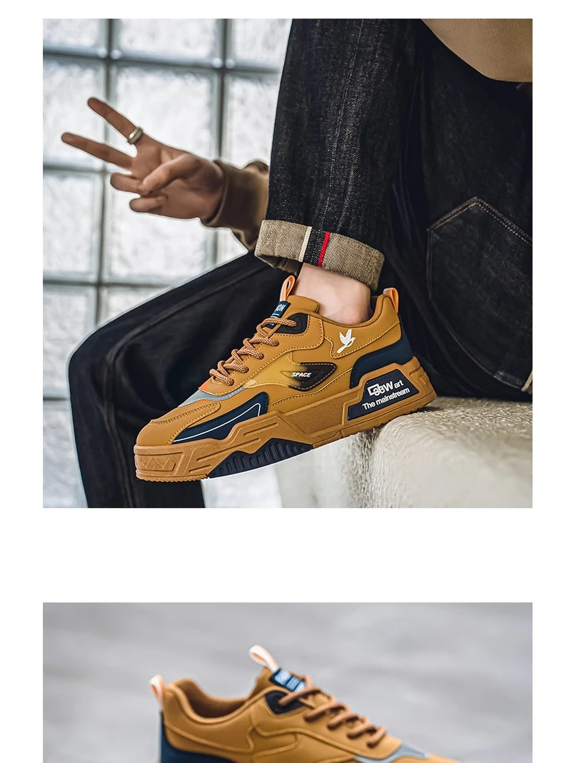 Herren-Freizeitsportschuhe Herbst 2024, lässige Herren-Sneaker aus Leder, flache Trend-Laufschuhe, Skaterschuhe für Herren, geeignet für Outdoor-Sport