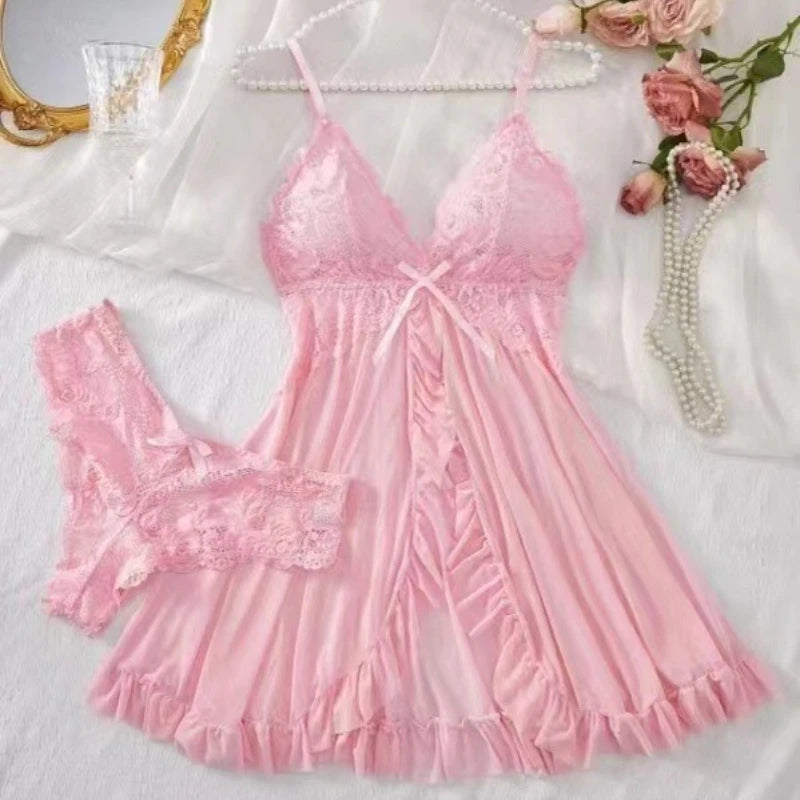 Mitternachtsrosen-Spitzen-Dessous-Set