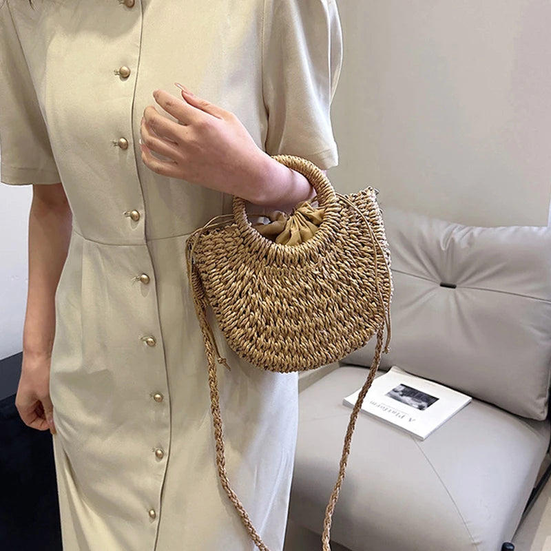 The Riviera Half-Moon Woven Crossbody
