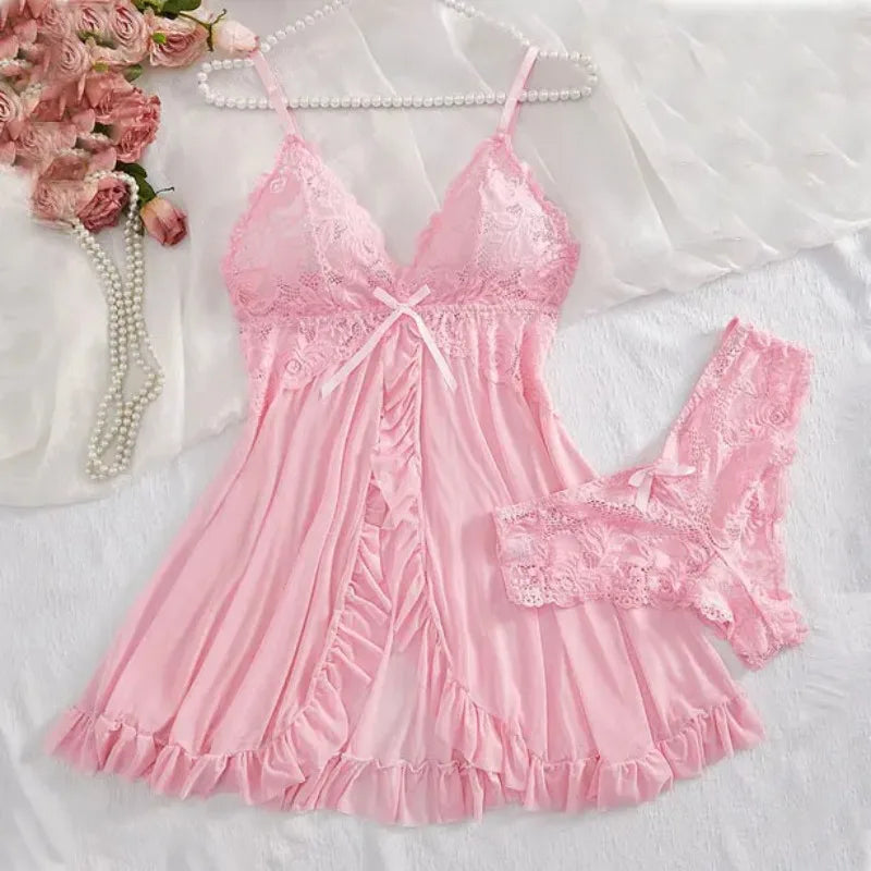 Mitternachtsrosen-Spitzen-Dessous-Set