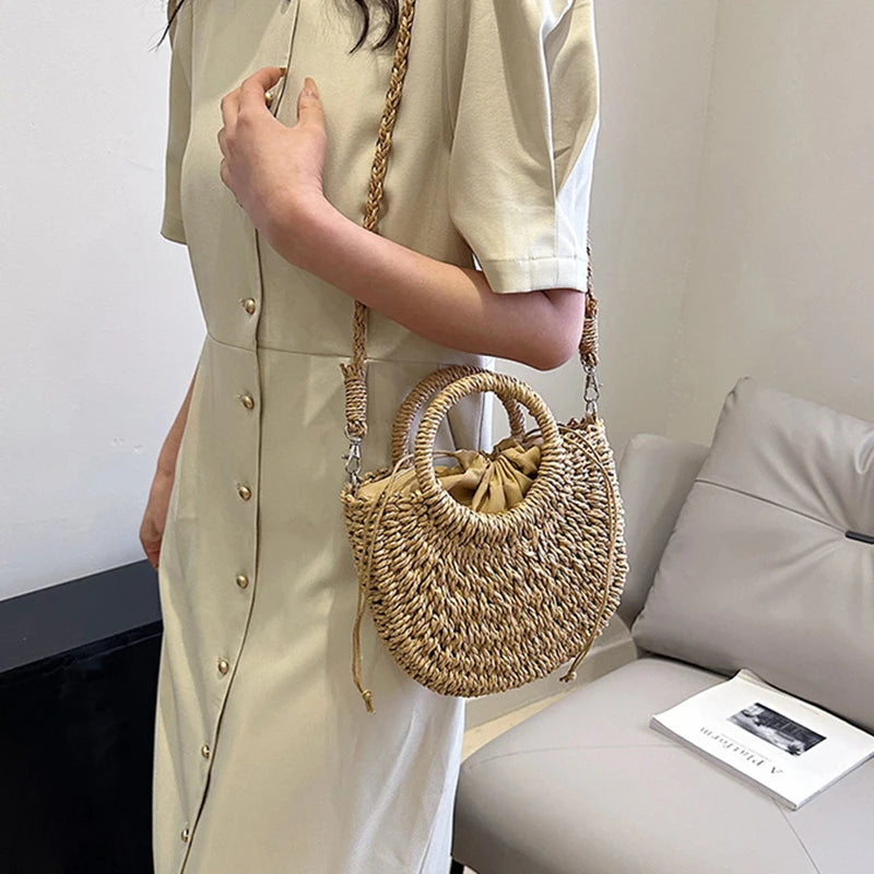 The Riviera Half-Moon Woven Crossbody