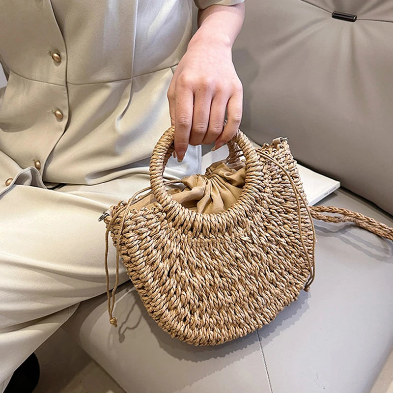 The Riviera Half-Moon Woven Crossbody