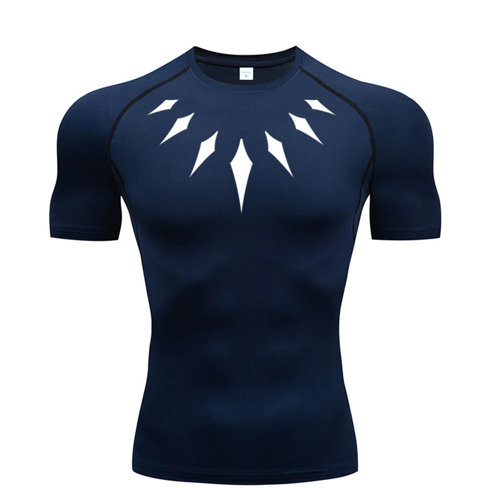 Men's Compression Shirt Anime Print Gym Sport Quick Dry Gym TShirts Fitness Athletic Undershirts Elasticity Tops Tee Summer Male