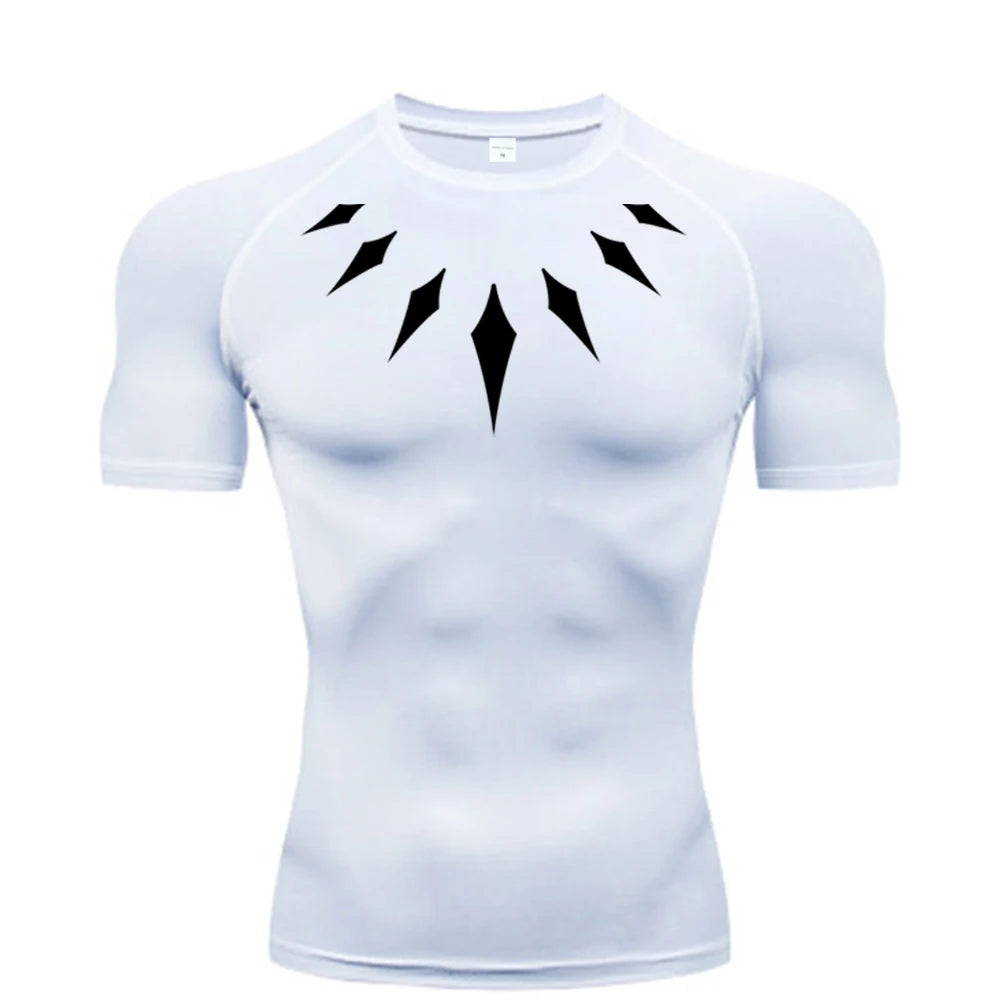 Men's Compression Shirt Anime Print Gym Sport Quick Dry Gym TShirts Fitness Athletic Undershirts Elasticity Tops Tee Summer Male