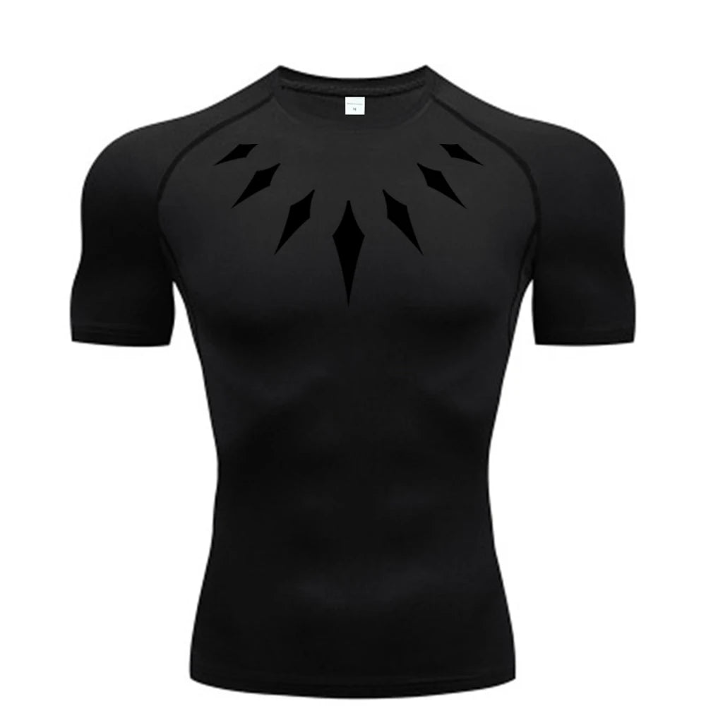 Men's Compression Shirt Anime Print Gym Sport Quick Dry Gym TShirts Fitness Athletic Undershirts Elasticity Tops Tee Summer Male