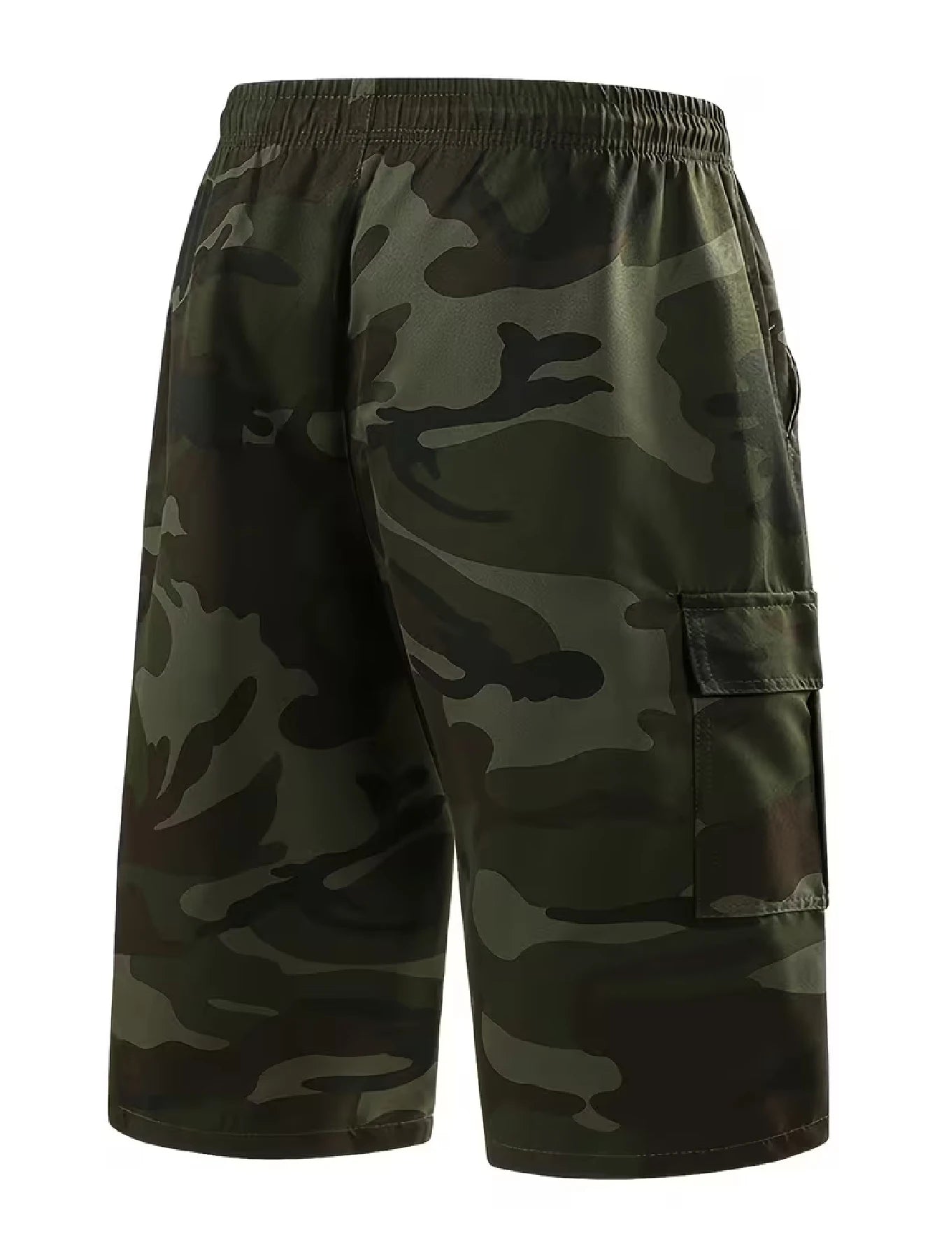Herren Casual Cargo-Shorts — Allover-Print, nicht dehnbarer Webstoff. Verfügen über einen doppelten elastischen Bund und ein Kordelzug-Design; A