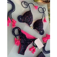 Bikini-Set mit Neckholder und Paradise-Print (3-teilig)